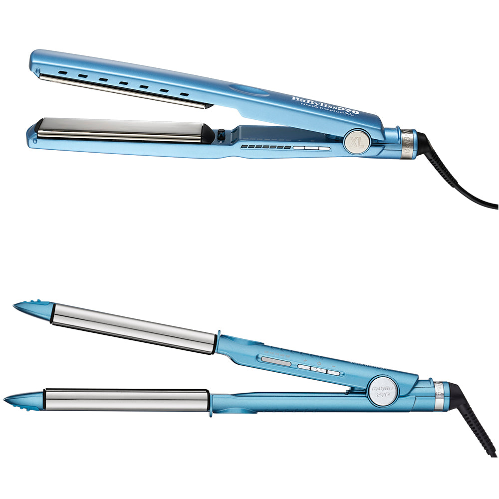 COMBO PLANCHA PROF U-STYLER+XL BABYLISS PRO blue professional hair straightener and curling iron combo