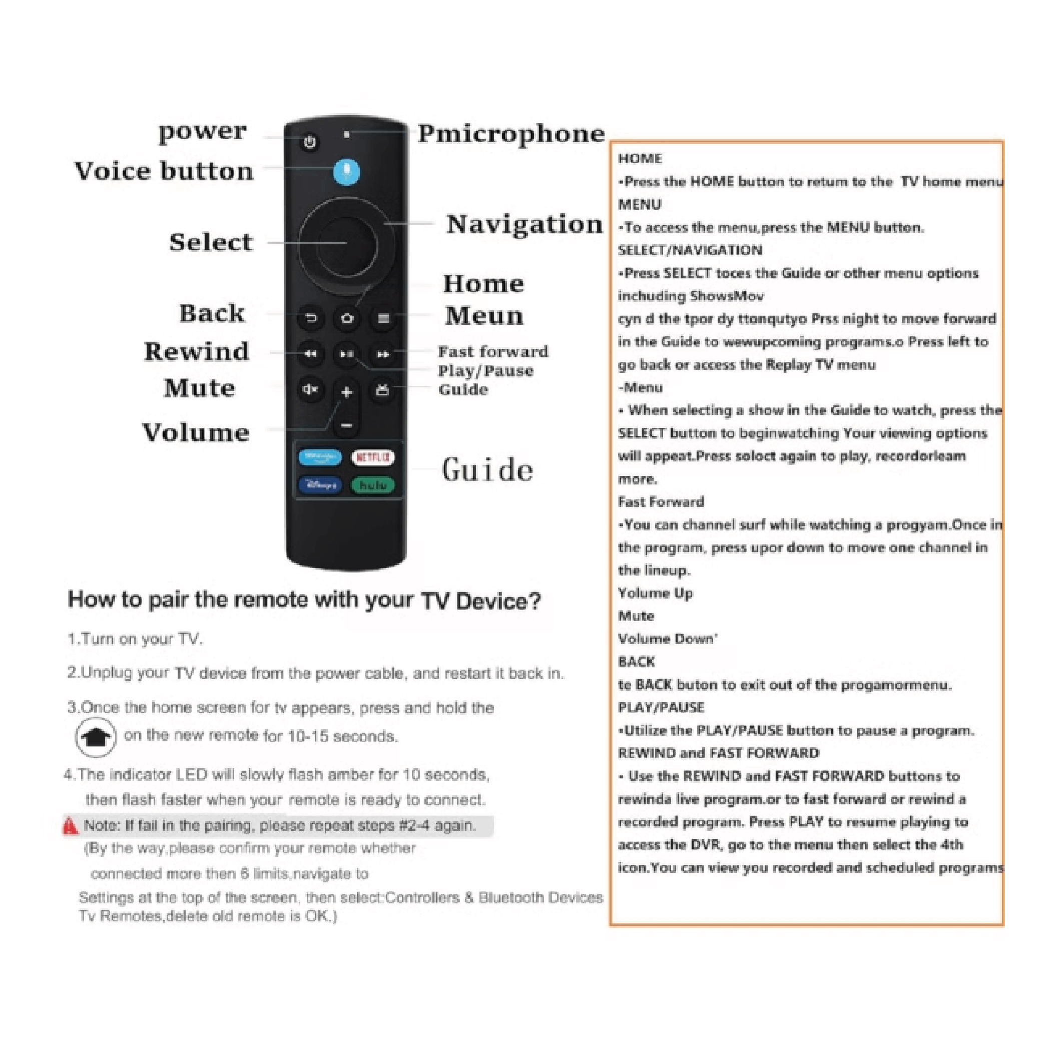 Control remoto Fire TV Alexa con funciones de navegación y guía para TV, compatible con Amazon