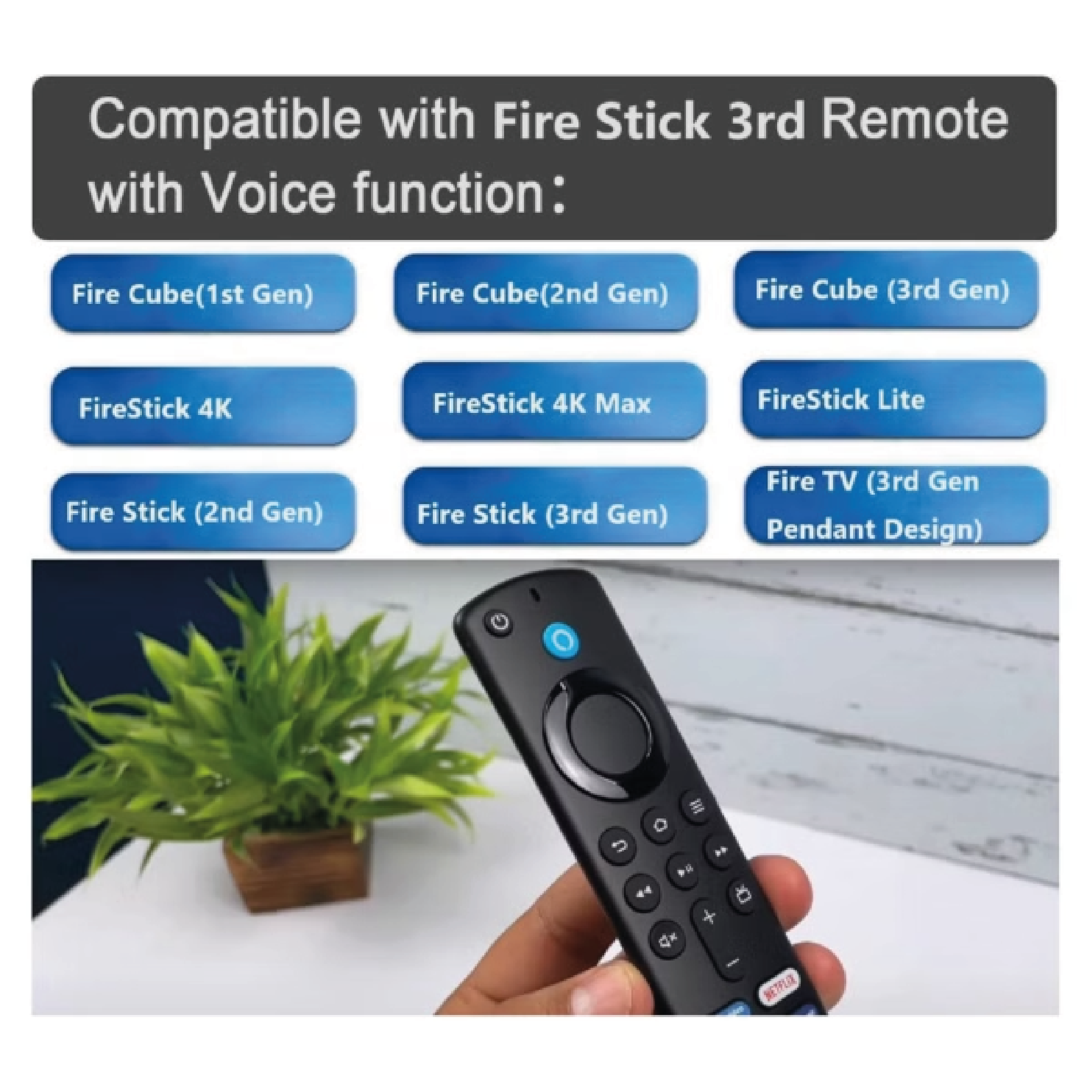 Control remoto Fire TV Alexa compatible con Fire Stick 3rd Remote y función de voz.