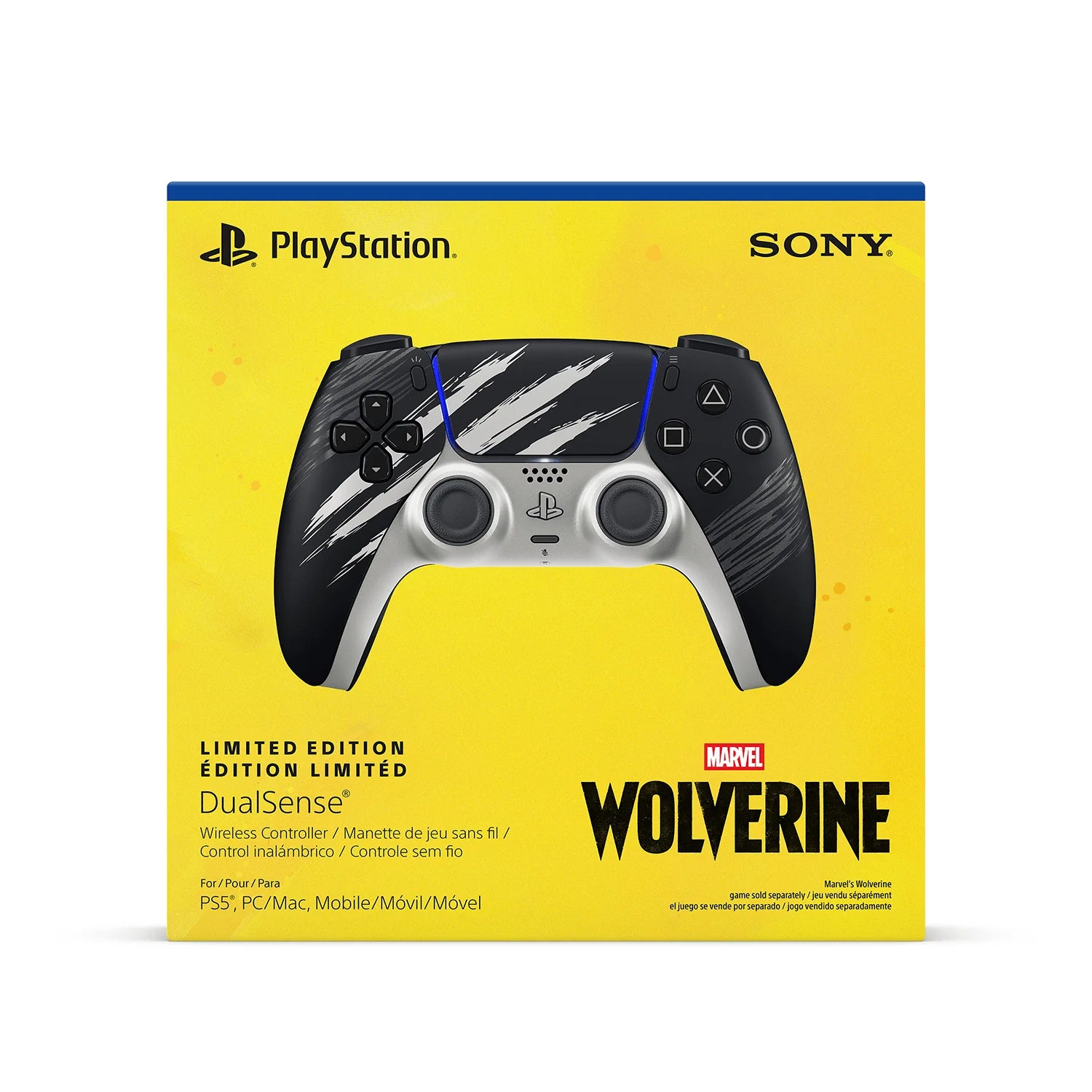 Control Sony PS5 DualSense Wireless Marvels Wolverine Edicion Limitada amarillo/negro