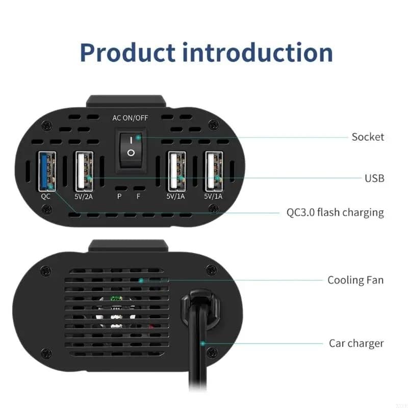 Convertidor Voltaje Automóvil 300W/500W 300W/500W Equipado Con Enchufes Dobles Y 4 Puertos Usb Gatgets Y Otros Productos Costa Rica