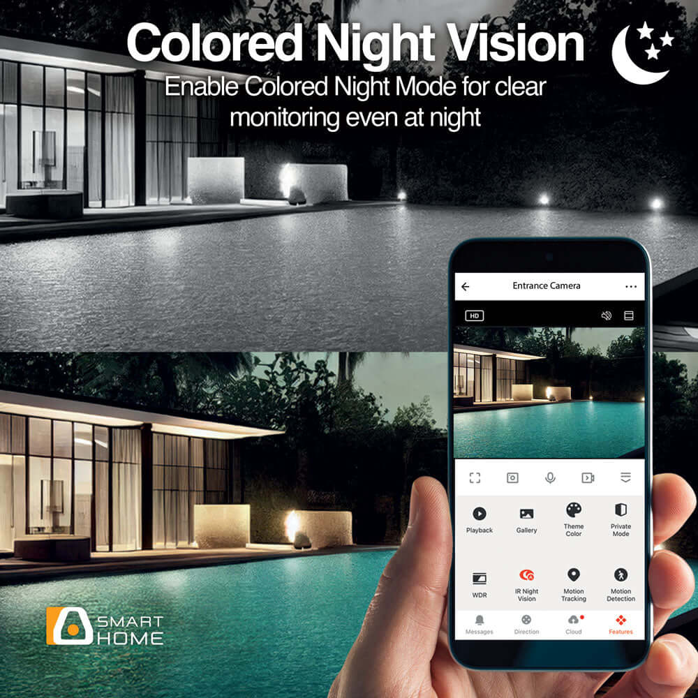 Cámara PTZ inteligente para exteriores con visión nocturna en color y monitoreo remoto