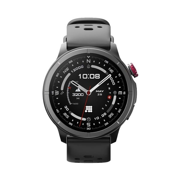 RELOJ CUBITT CON BLUETOOTH AURA 2 NEGRO frente mostrando pantalla AMOLED de 1.43 pulgadas y diseño deportivo moderno.