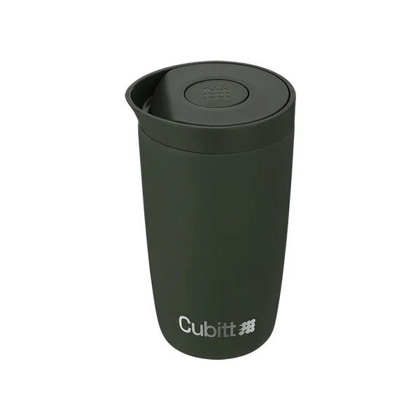 TERMO CUBITT 12 OZ VERDE, taza térmica de cerámica y acero inoxidable para café, color verde, mantiene bebidas frías y calientes.