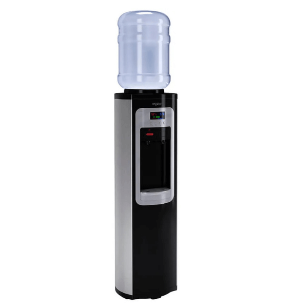 Dispensador de agua frío caliente OSTER con garrafón, diseño moderno y display LED.