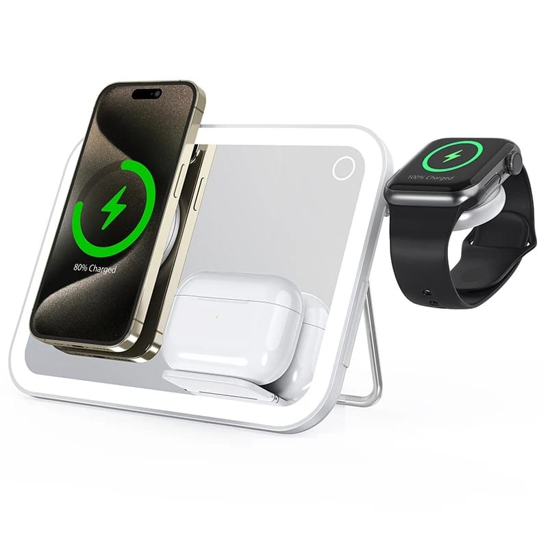 Espejo De Maquillaje Plegable De 15W, Accesorio Con Certificación Qi2, Tres En Uno, Carga Inalámbrica, Adecuado Para Apple Magsafe Gatgets Y Otros Productos, Liquidaciones Costa Rica
