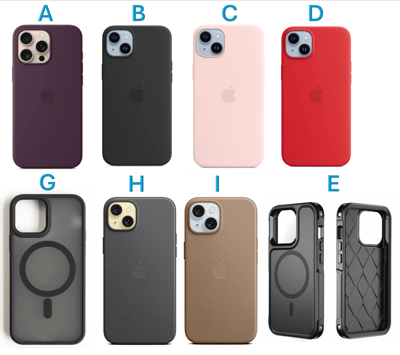 Estuche 14Plus/15Plus funda compatible con MagSafe, varios colores y modelos protectores para iPhone, imagen de opciones A–I