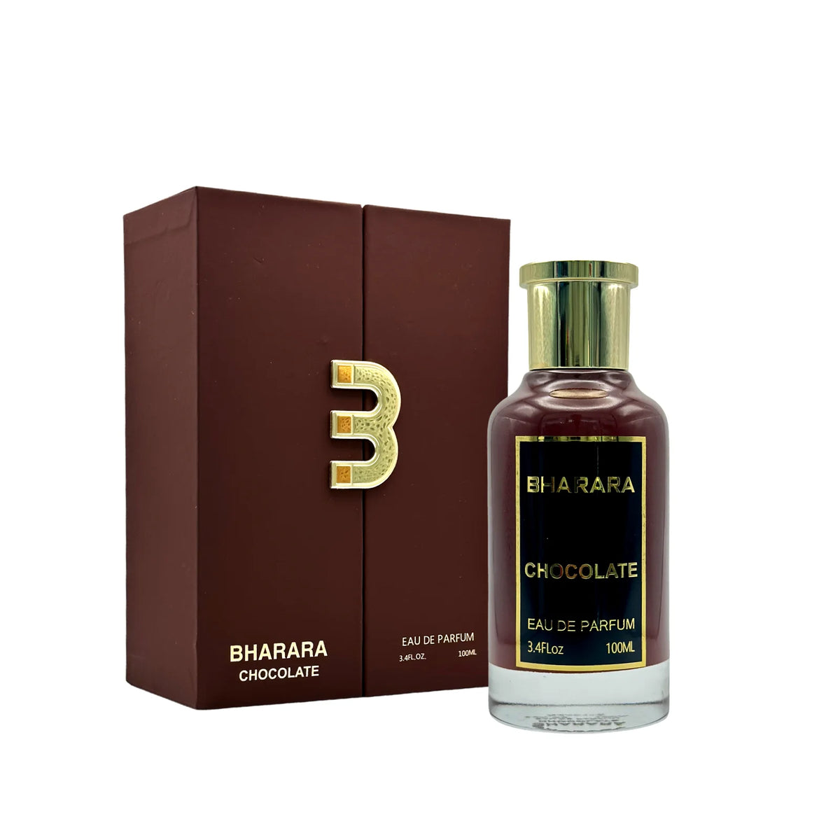 ESTUCHE BHARARA CHOCOLATE perfume box and bottle, eau de parfum, aromatic essence, elegant packaging
