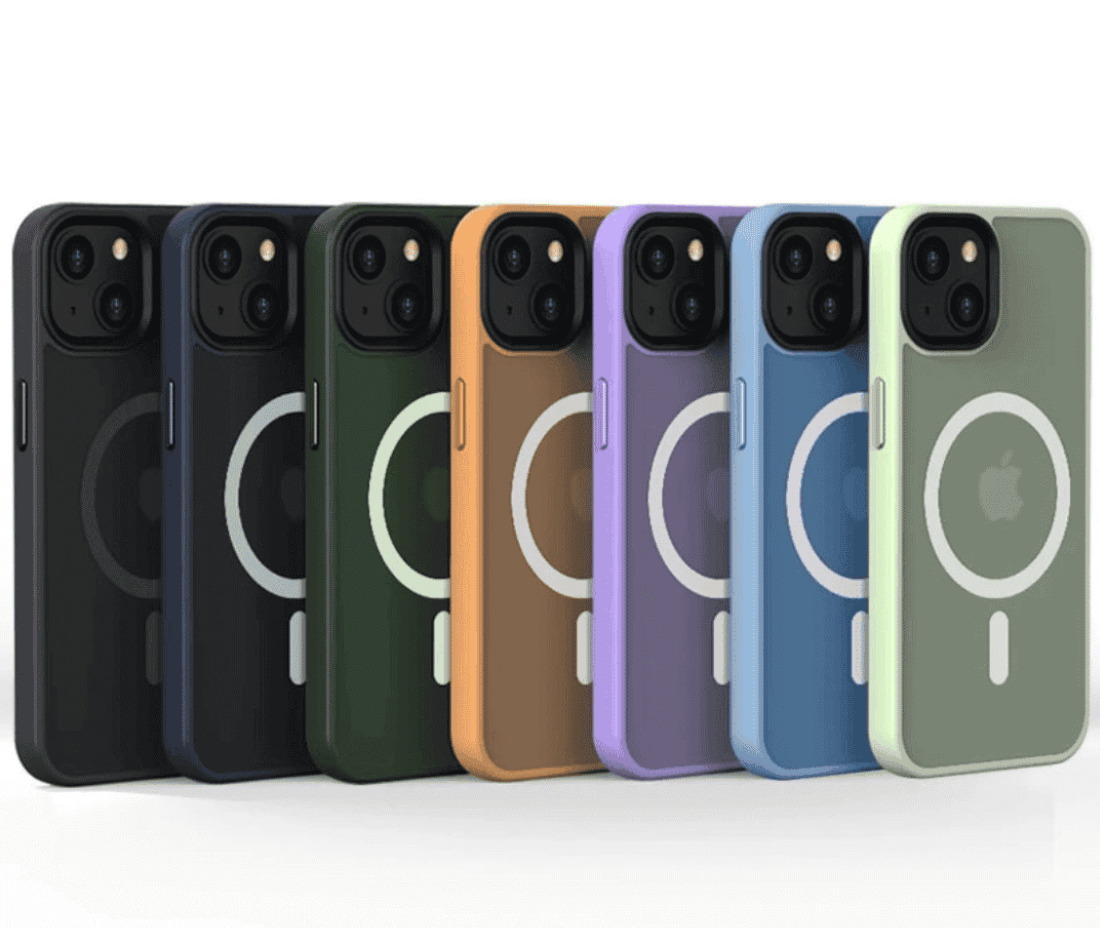 Estuche Iphone Magsafe Ahumado azul de Alta Calidad, varios colores, diseño ahumado compatible MagSafe