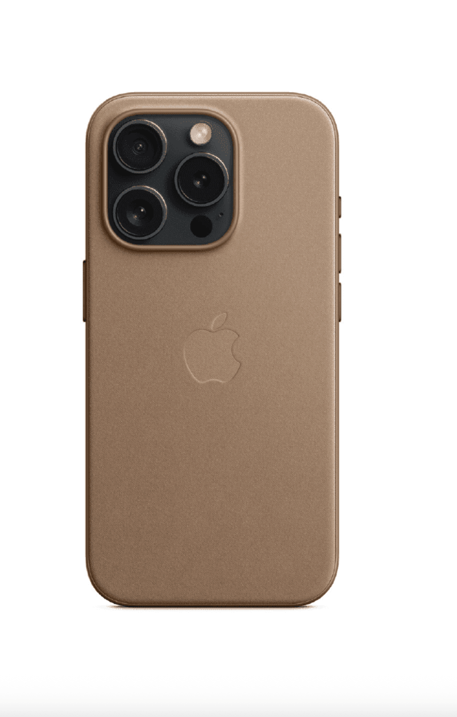 Estuche Para Iphone serie 15 Tejido Fino (Finewoven) en color dorado, protección ajustada y acabado texturizado para iPhone serie 15