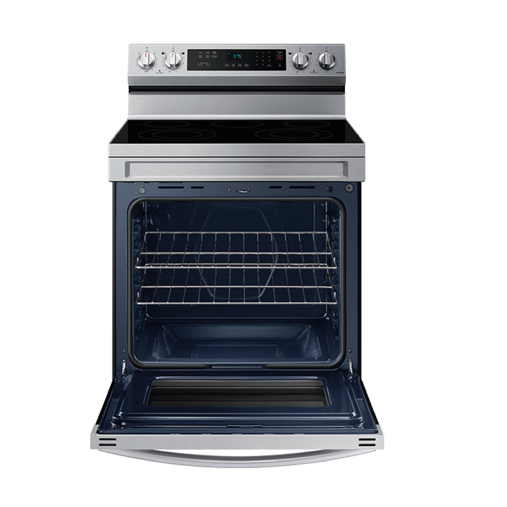 Estufa Electrica SAMSUNG 30" 5 Quemadores Plancha De Aluminio Plateado Wifi Cocinas Costa Rica