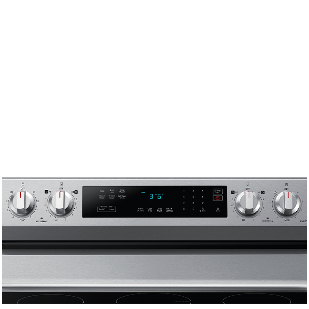Estufa Electrica SAMSUNG 30" 5 Quemadores Plancha De Aluminio Plateado Wifi Cocinas Costa Rica