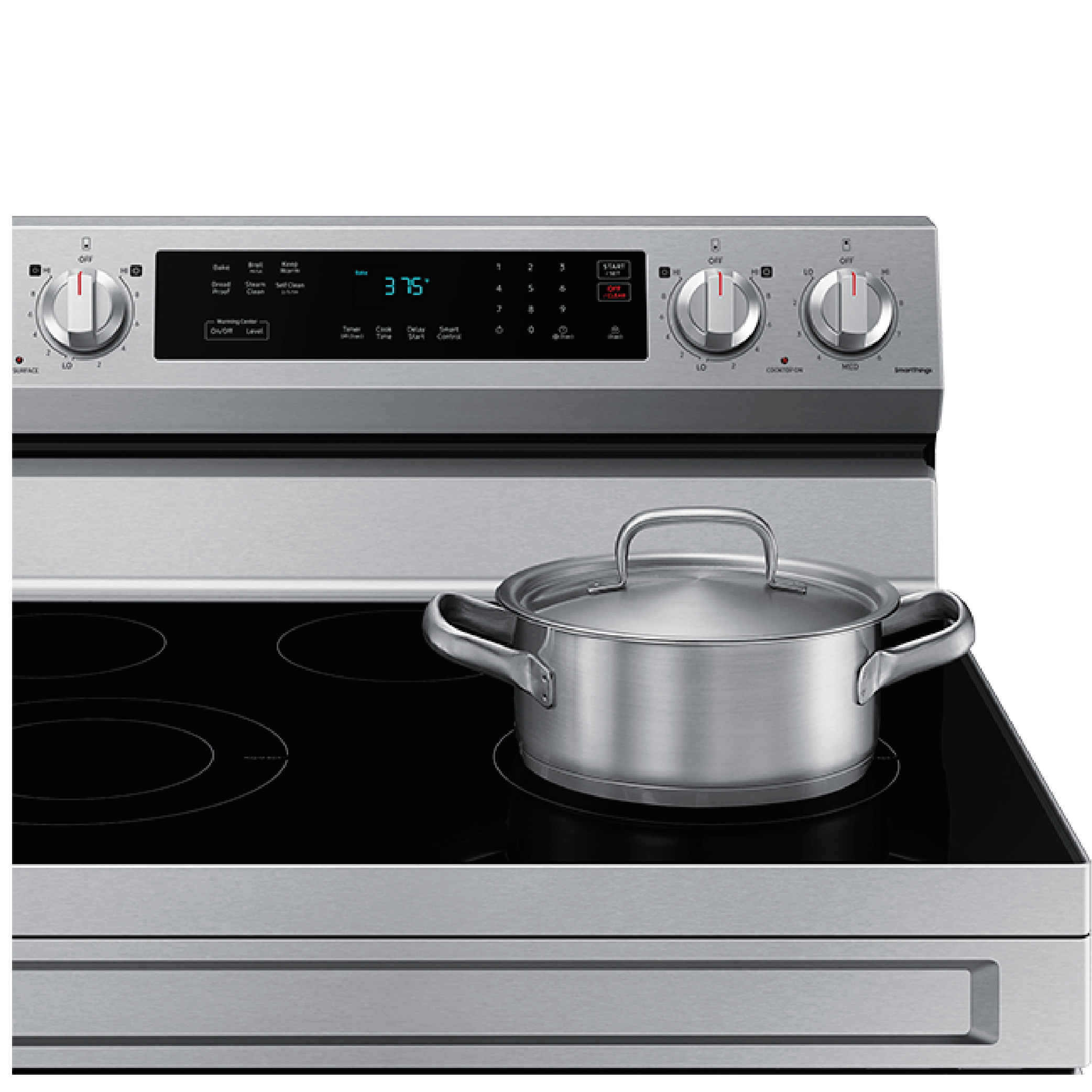 Estufa Electrica SAMSUNG 30" 5 Quemadores Plancha De Aluminio Plateado Wifi Cocinas Costa Rica