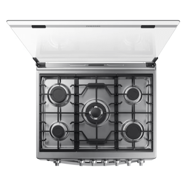 Estufa a gas 6 quemadores Samsung vista superior, diseño elegante y funcional, ideal para cocina moderna.