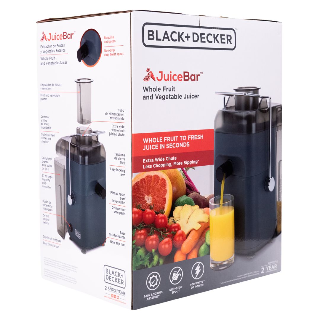 Extractor de Jugos Black+Decker JE260-12DLA 400W 1.6L Gris – Boca Extra Grande