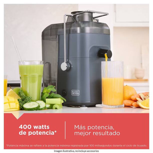 Extractor de Jugos Black+Decker JE260-12DLA 400W 1.6L Gris – Boca Extra Grande
