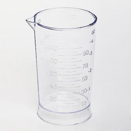 FRASCO CALIBRADOR TRANSPARENTE de plástico con pico vertedor y escalas de medición visible para líquidos