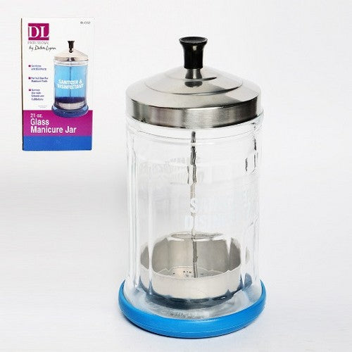 FRASCO DESINFECTAR MANICURE glass jar with stainless steel lid and pump for sanitizing manicure tools