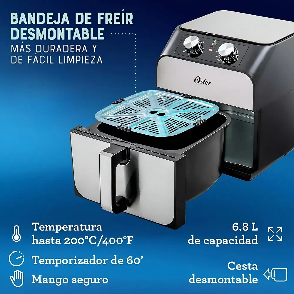 Freidora De Aire Oster - 6.8 Litros, Antiadherente Diamondforce, Cocina Rápida Y Fácil Limpieza Ckstaf68T Productos De Cocina > Freidora De Aire Costa Rica