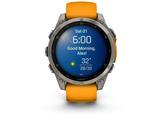 Reloj Garmin Fenix 8 47Mm Sapphire Titanio Gris / Naranja