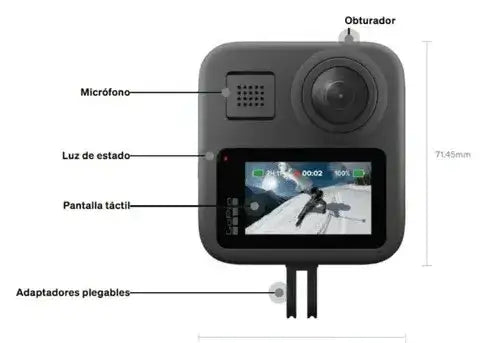 GOPRO CAMARA MAX 360° NEW con pantalla táctil, micrófono y adaptadores plegables. gopro cámara 360 estabilizada.