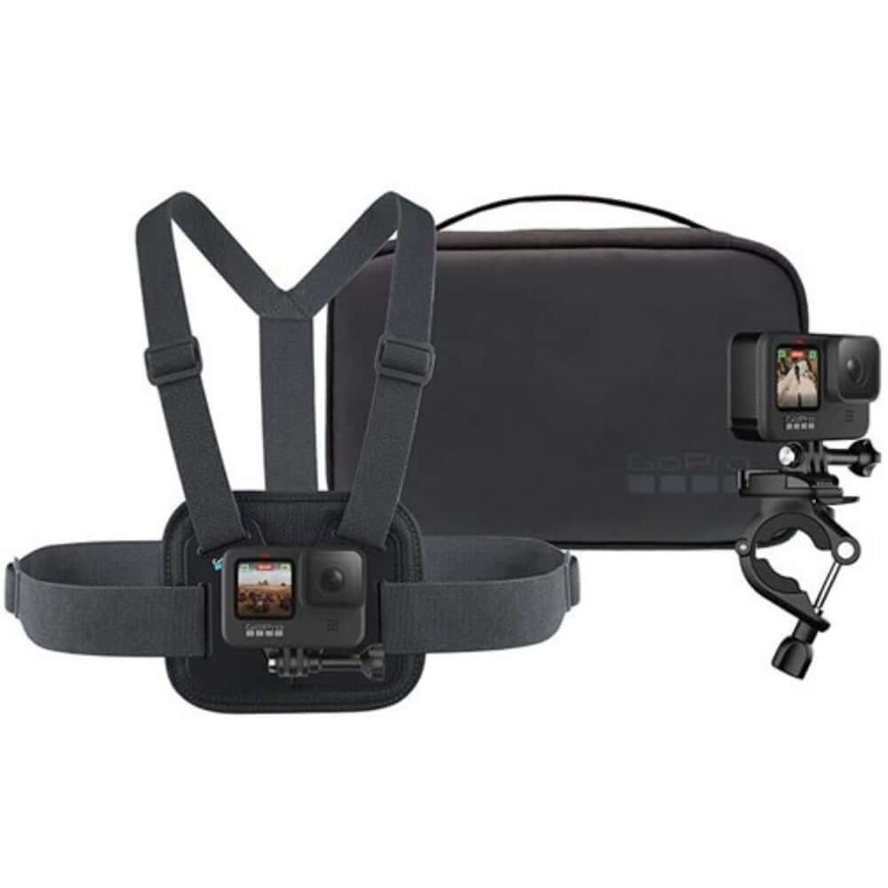 Kit de accesorios GoPro incluye soporte de pecho, montajes y bolsa de transporte para acción.