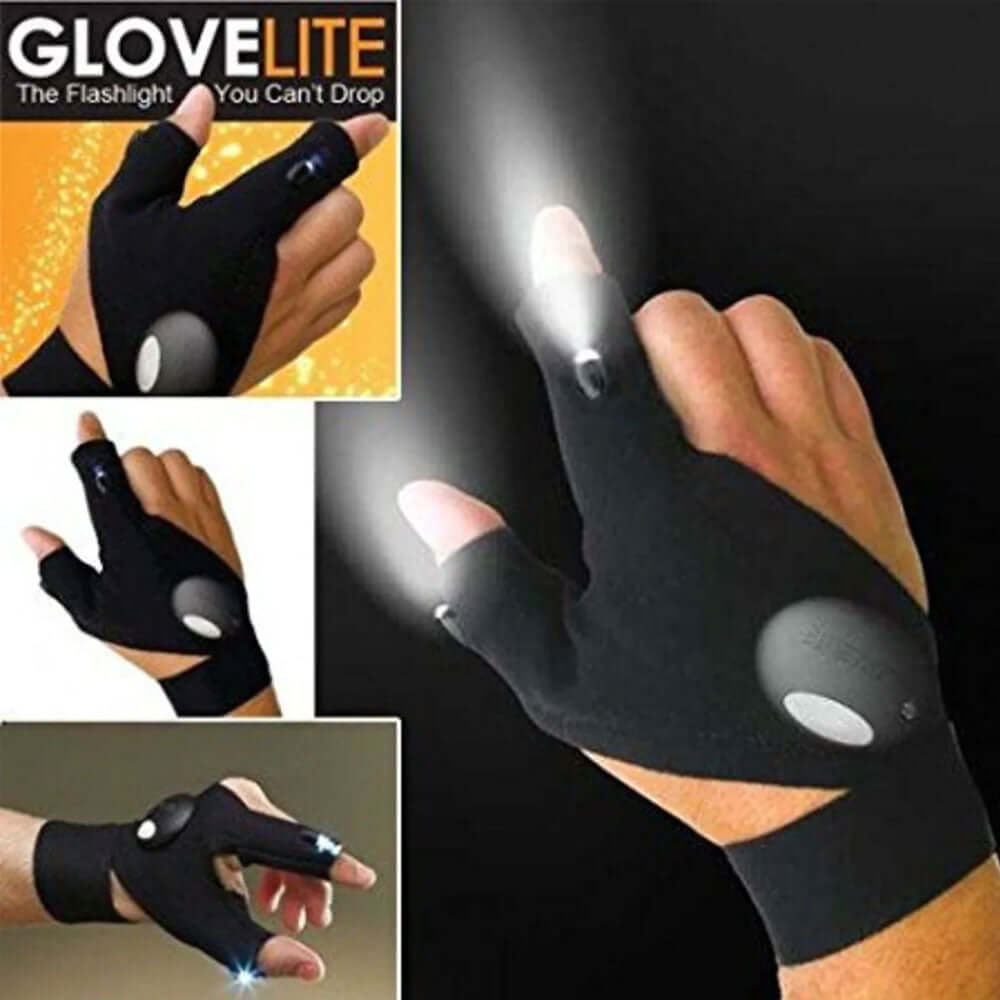 Guantes con linterna LED que proporcionan iluminación práctica y conveniente para diversas situaciones.