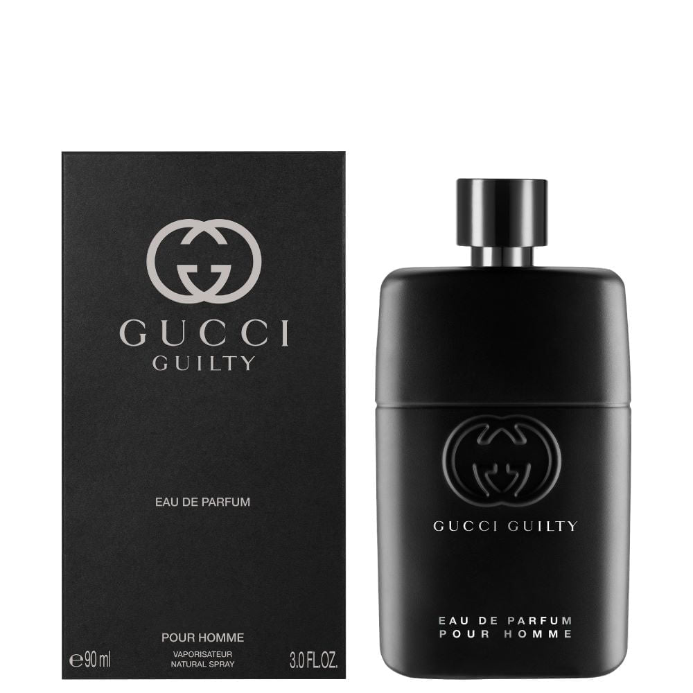 GUCCI GUILTY HOMBRE 1OOML EDP perfume bottle with packaging