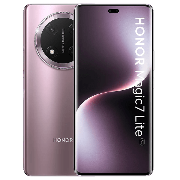Celular Honor Magic 7 Lite NFC 12GB 256GB morado, diseño elegante y tecnología avanzada.