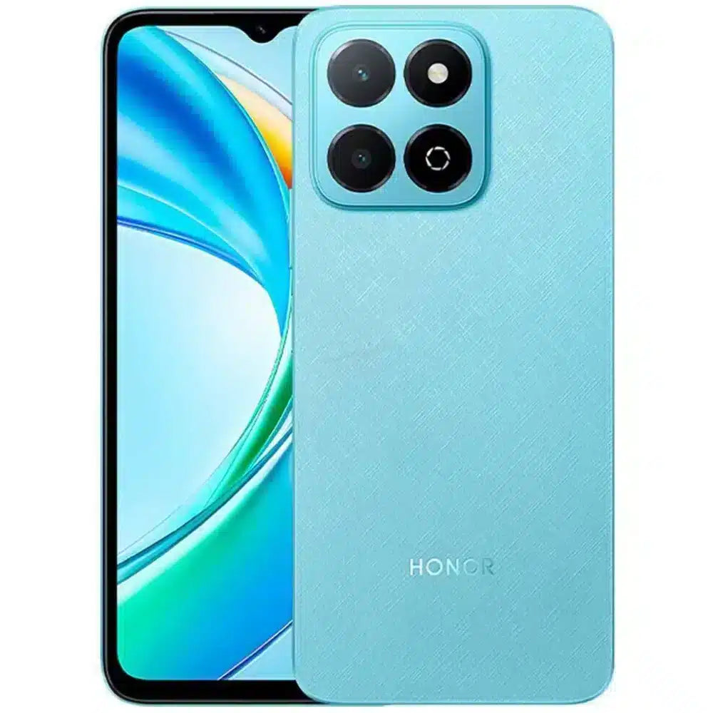 Celular Honor  Play 9A /  256Gb  4Gb - vista frontal y trasera en color azul con cámara cuádruple y pantalla waterdrop