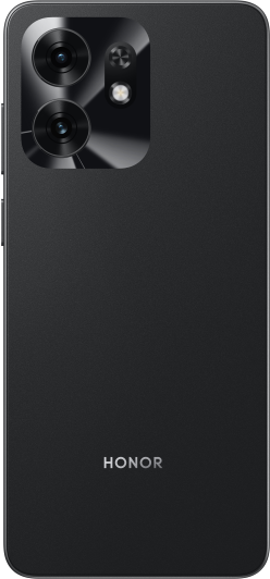 Vista trasera del Celular Honor X6D 5G 4GB+256GB negro con cámara dual y diseño elegante