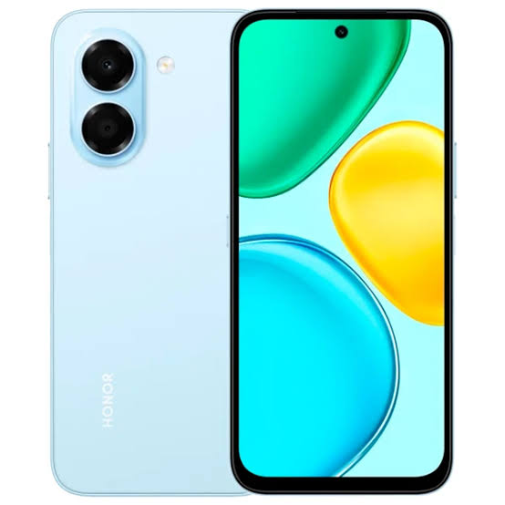 Teléfono celular Honor X7e 6GB 256GB azul con pantalla de 120 Hz y cámara de 50 MP, diseño moderno y elegante.