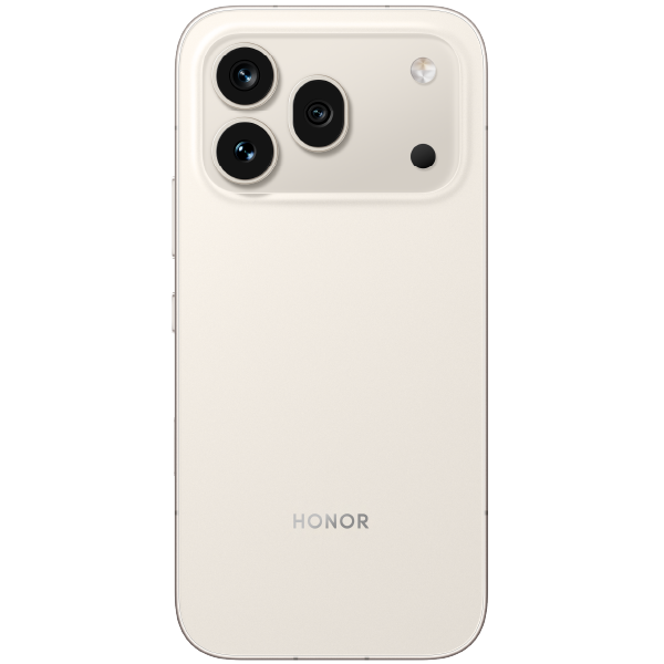 Teléfono celular HONOR 600 PRO dorado con cámara triple en la parte trasera.