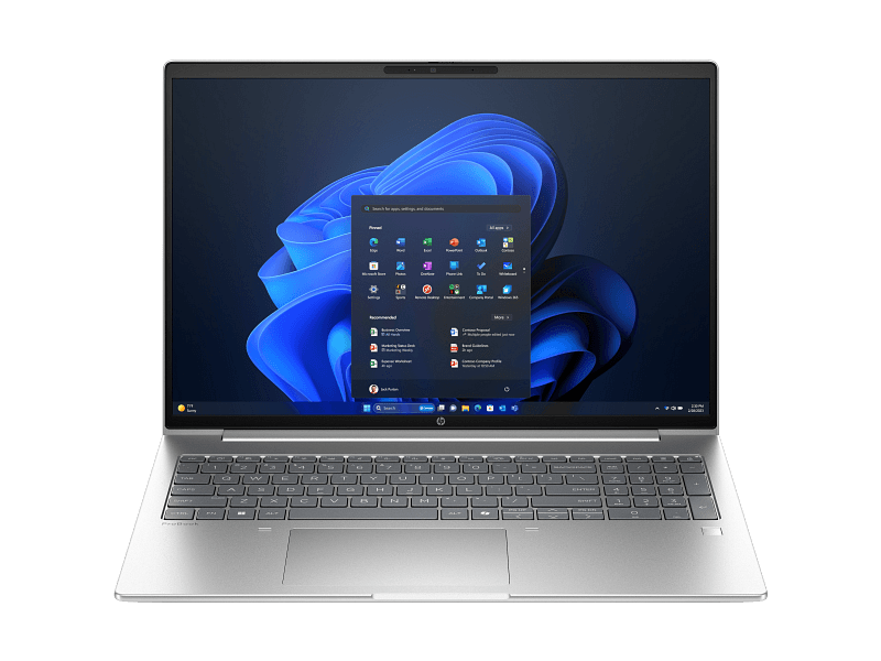 Portátil HP ProBook R7-250 24GB 512GB con pantalla de inicio de Windows 11.