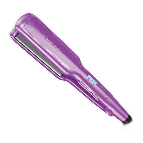 Plancha cerámica Remington S5520 con placas anchas y recubrimiento de cerámica para alisado rápido y reducción de frizz, color morado.