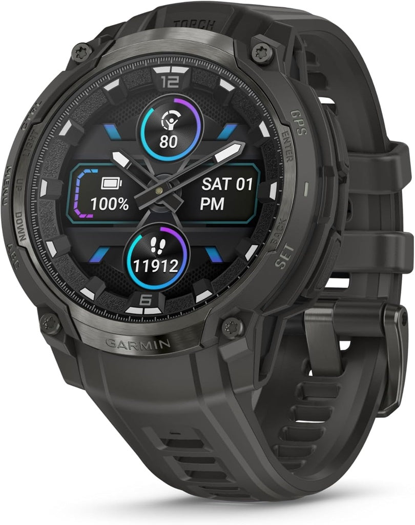 Reloj inteligente GARMIN Instinct® Crossover AMOLED Carbón con pantalla AMOLED de 1.2 pulgadas y funciones avanzadas de smartwatch GPS.