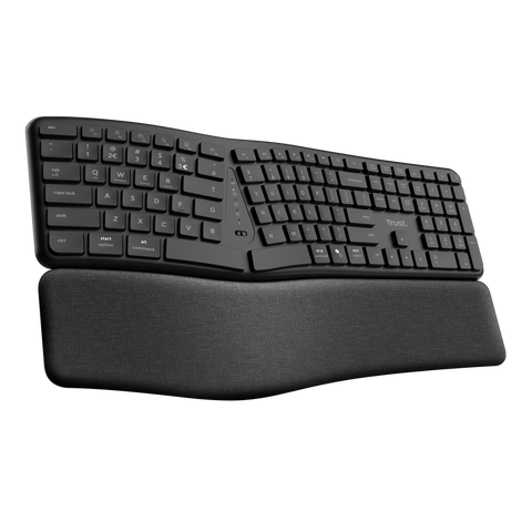 Trust keyra teclado inalambrico multidispositivo ergonomico US - 25459
