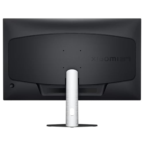 Vista trasera del monitor gaming Xiaomi 27 pulgadas, modelo G27i 2026 negro con soporte blanco.