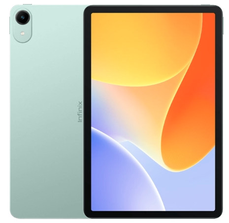 tablet Infinix 11 pulgadas con LTE, modelo XPAD 30E, color Forest Green, vista frontal y trasera