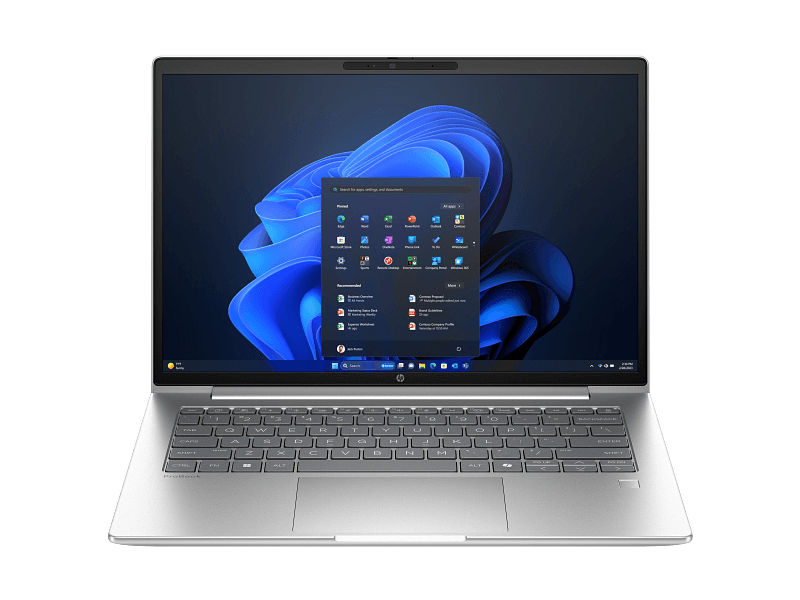 HP ProBook 4 G1a portátil 16GB 512GB con Windows 11 y diseño elegante en imagen frontal.