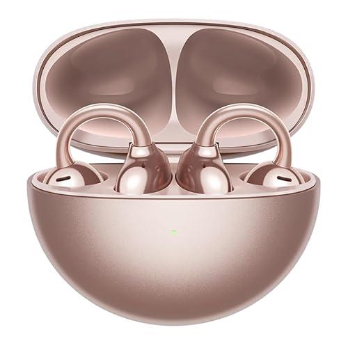 Huawei audifonos Freeclip 2 Robin- T10 oro rosa 55038864 con estuche de carga abierto