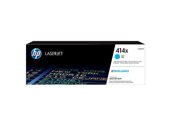 Caja del toner HP414X azul, diseñado para impresoras HP, con tecnología de impresión avanzada.