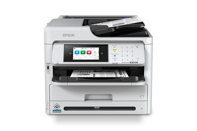 Impresora multifuncional Epson WF-M5899, modelo 4-en-1 con alta velocidad de impresión y eficiencia energética.