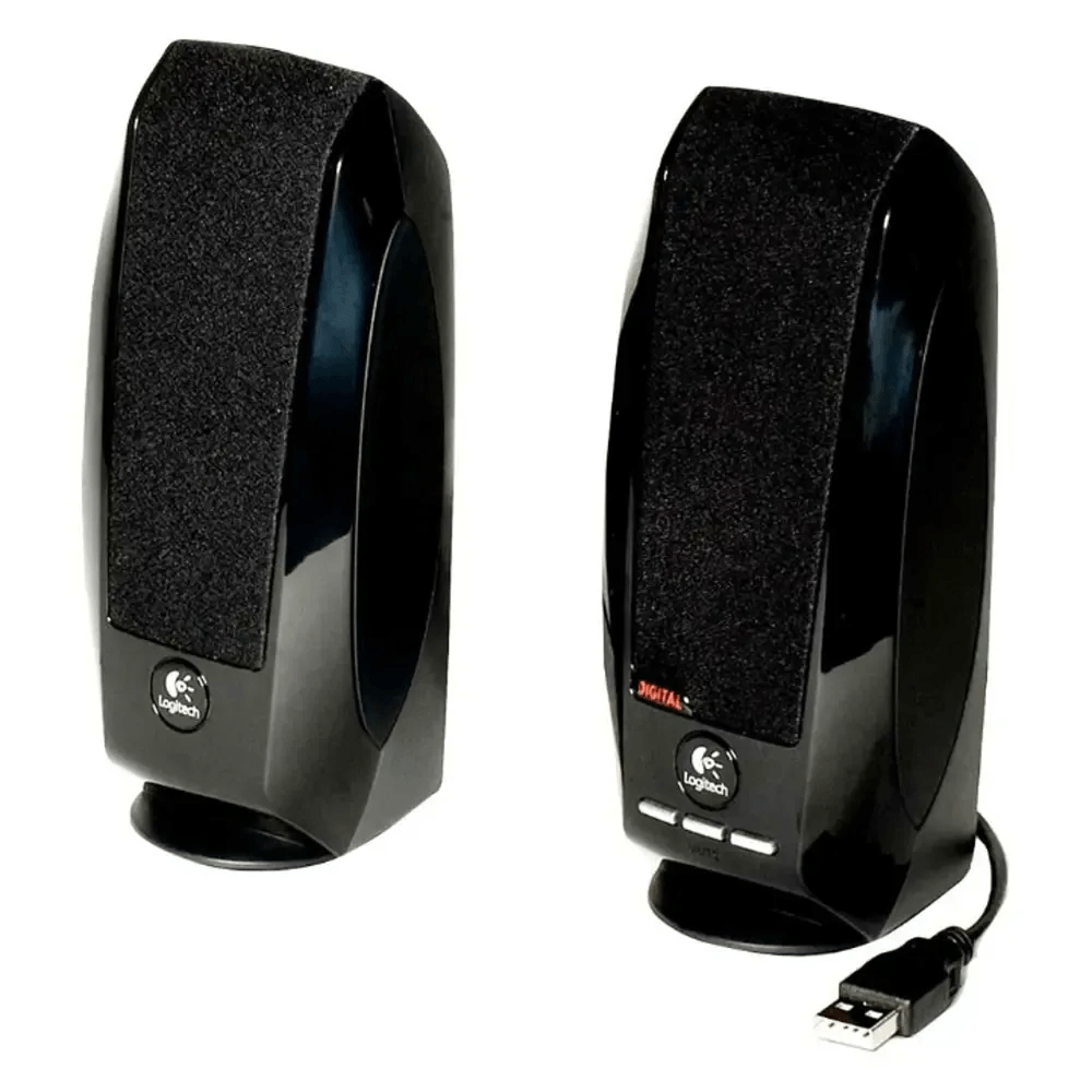 Parlantes Logitech S150 USB en color negro, diseño elegante para audio claro y nítido.