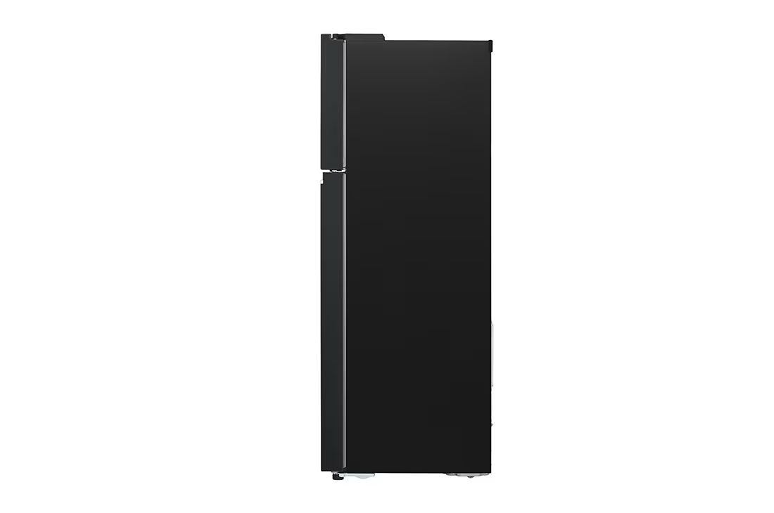 LG refrigeradora top freezer smart inverter negra mate lateral