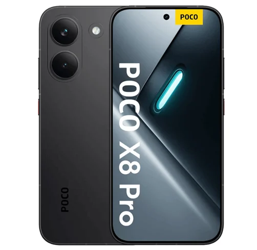 CELULAR XIAOMI POCO X8 PRO NEGRO (8GB_512GB) con pantalla AMOLED de 6.59 pulgadas y cámara Sony de 50 MP.