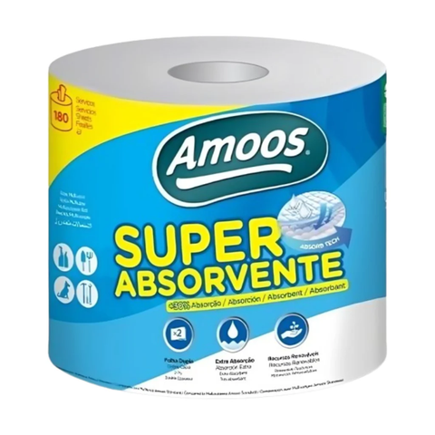 Amoos toalla mayordomo super absorbente doble hoja 180 h paq 6 und J624510 empaquetado