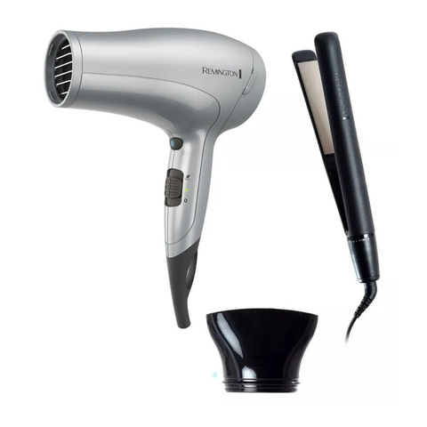 Remington combo secador + plancha de cabello  titaniun - S4A500-D3019-F