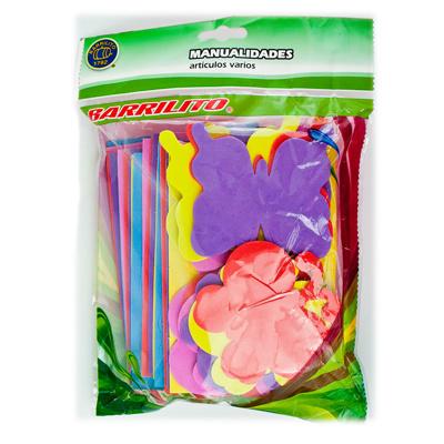 Barrilito foamy mariposas fs019 set with colorful butterfly-shaped foam pieces for crafts and decorations in packaging