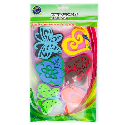 Barrilito set de sellos de foamy varias formas fs038 empaquetado para manualidades